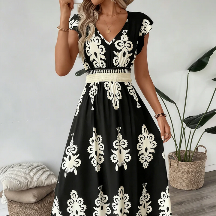 Ranika – Rochie Maxi Fără Mâneci, Cu Decolteu în V