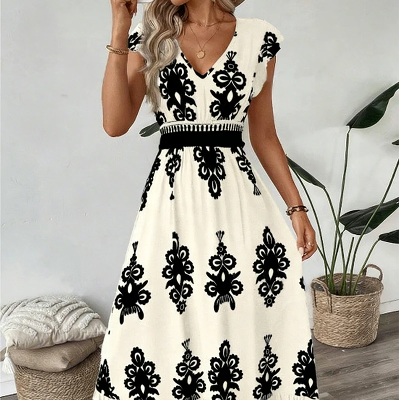 Ranika – Rochie Maxi Fără Mâneci, Cu Decolteu în V