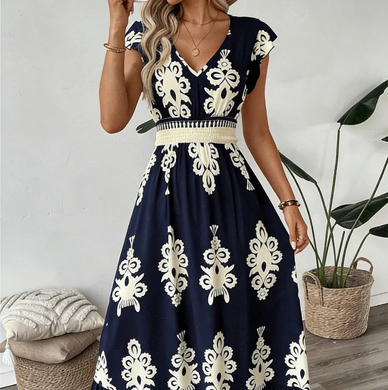 Ranika – Rochie Maxi Fără Mâneci, Cu Decolteu în V