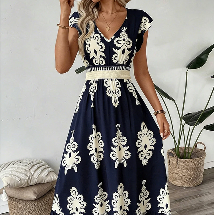Ranika – Rochie Maxi Fără Mâneci, Cu Decolteu în V