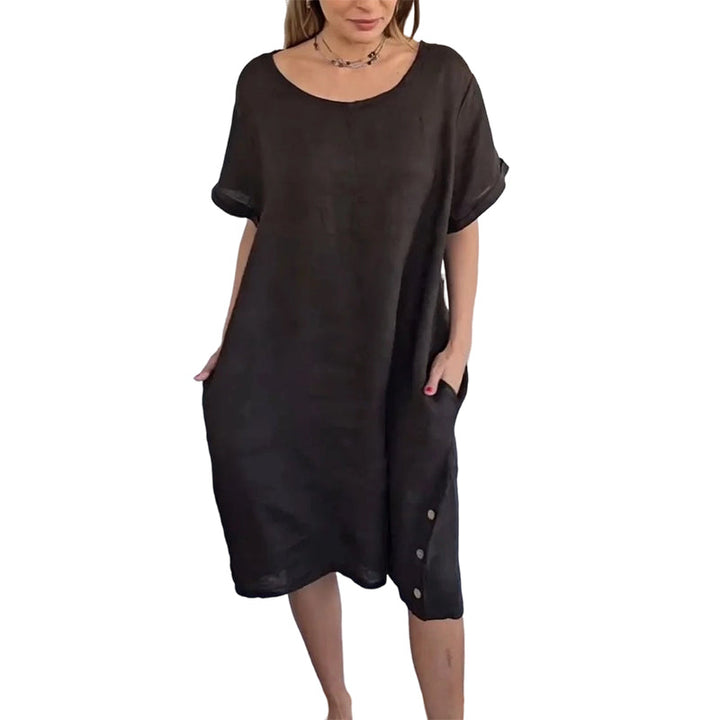 Sheela - Rochie Casual Din in și Bumbac, Cu Buzunare