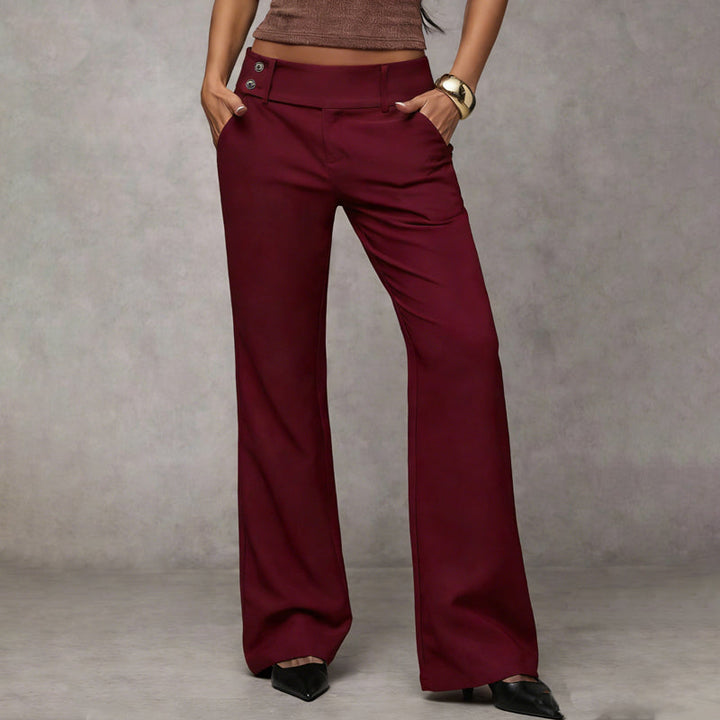 Savena - Pantaloni De Costum Cu Croi Evazat Și Picior Larg