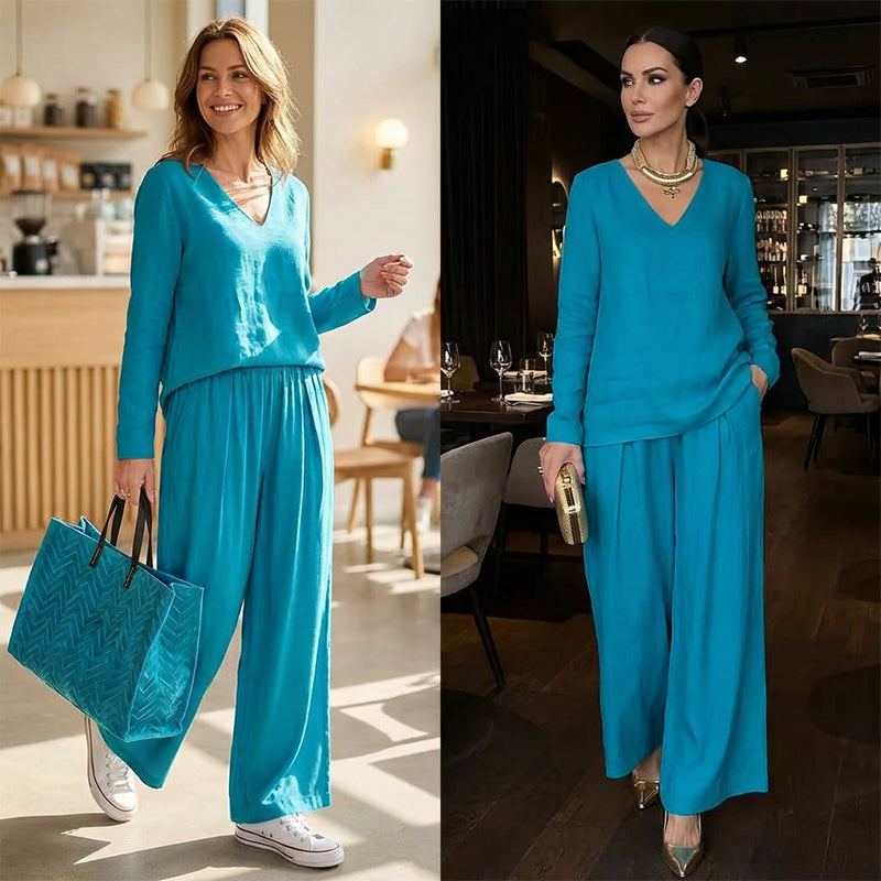 Maheen – Set de Casă Din Tricot cu Pantaloni Evazați