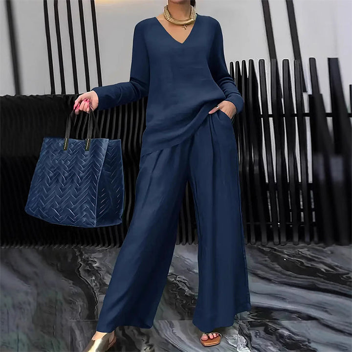 Maheen – Set de Casă Din Tricot cu Pantaloni Evazați
