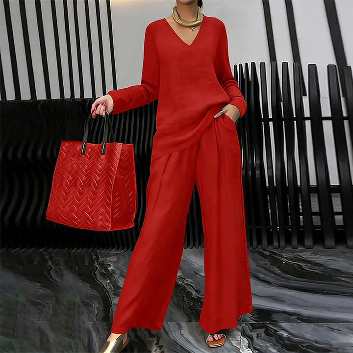 Maheen – Set de Casă Din Tricot cu Pantaloni Evazați