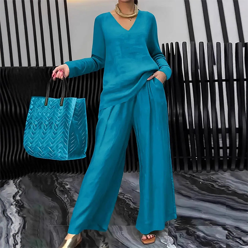 Maheen – Set de Casă Din Tricot cu Pantaloni Evazați