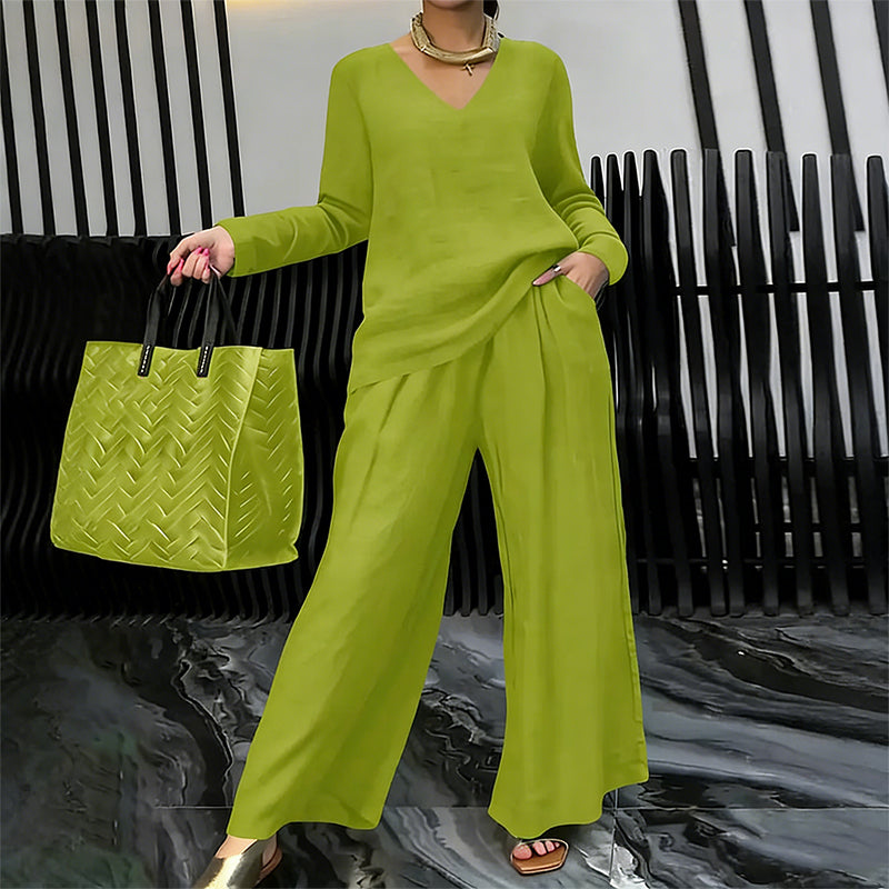 Maheen – Set de Casă Din Tricot cu Pantaloni Evazați
