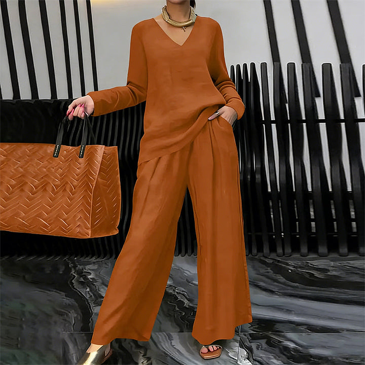 Maheen – Set de Casă Din Tricot cu Pantaloni Evazați