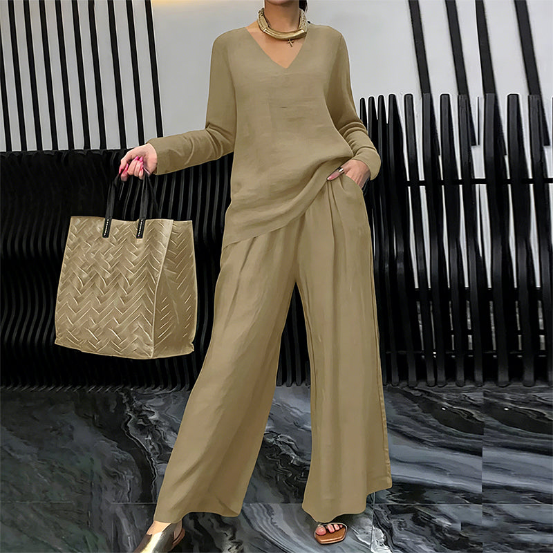 Maheen – Set de Casă Din Tricot cu Pantaloni Evazați