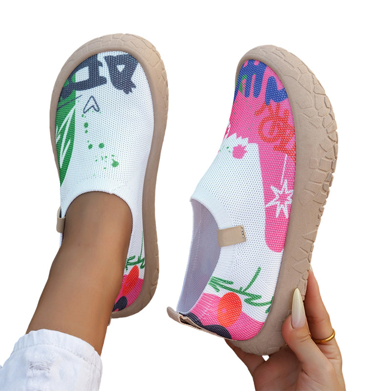 Farhia - Pantofi Casual Fără Șireturi Cu Imprimeu Artistic
