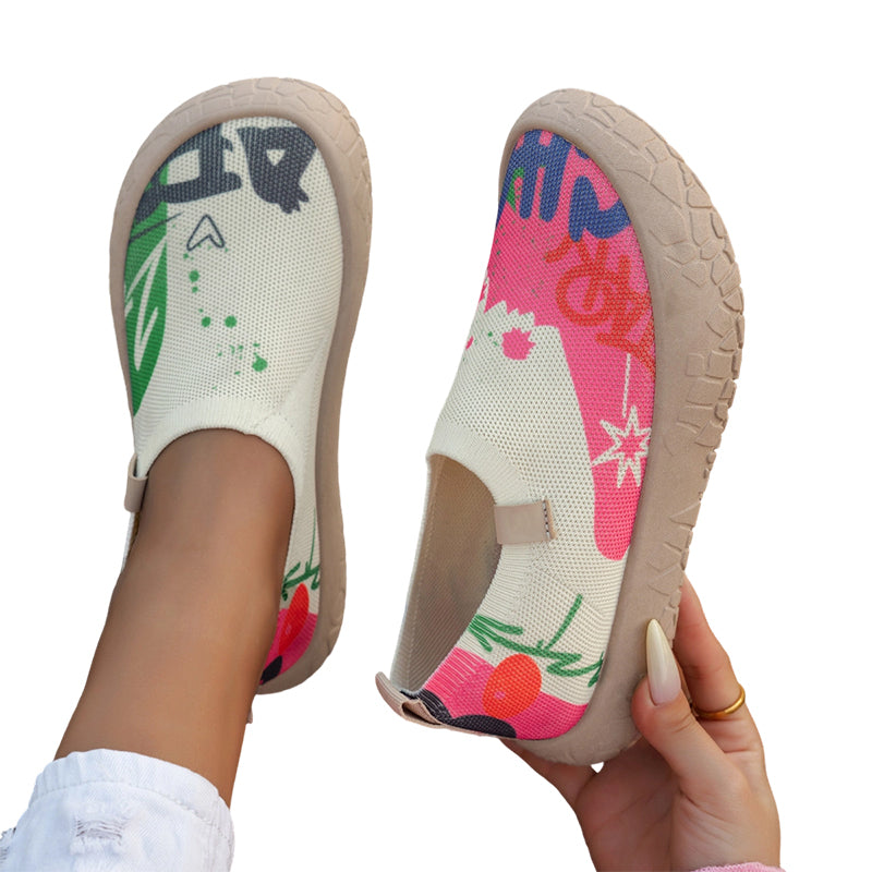 Farhia - Pantofi Casual Fără Șireturi Cu Imprimeu Artistic