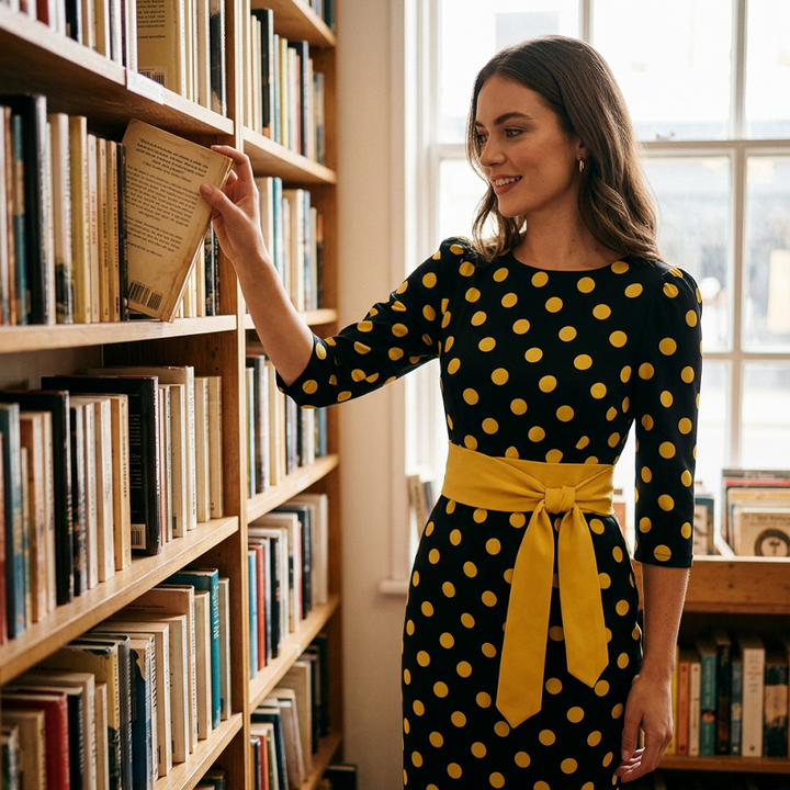 Konila – Rochie Elegantă în Stil Retro Cu Buline