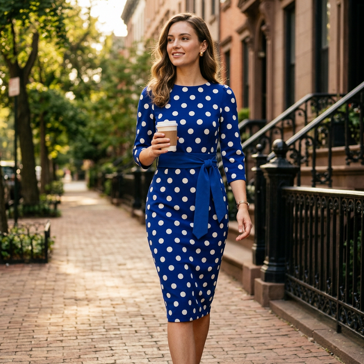 Konila – Rochie Elegantă în Stil Retro Cu Buline