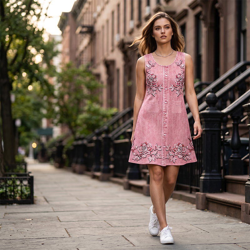 Carien – Rochie Fără Mâneci cu Imprimeu Floral