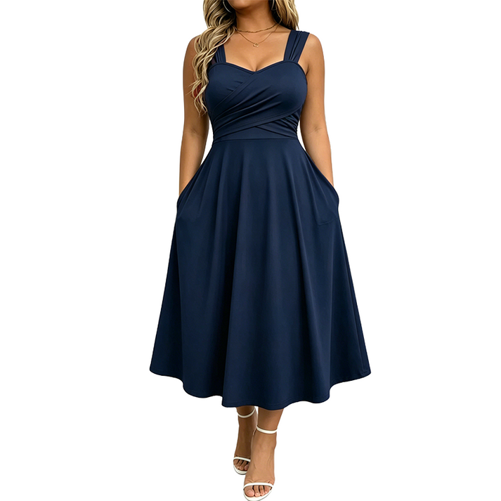 Katjaa - Rochie Elegantă Fără Mâneci, Cu Buzunare