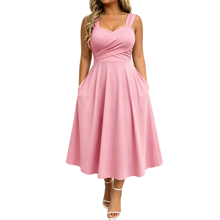 Katjaa - Rochie Elegantă Fără Mâneci, Cu Buzunare