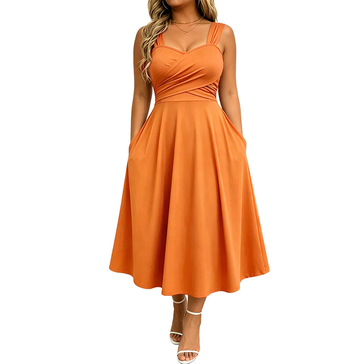 Katjaa - Rochie Elegantă Fără Mâneci, Cu Buzunare