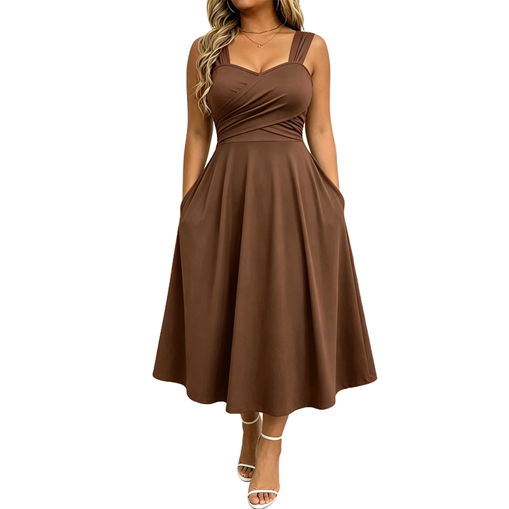 Katjaa - Rochie Elegantă Fără Mâneci, Cu Buzunare