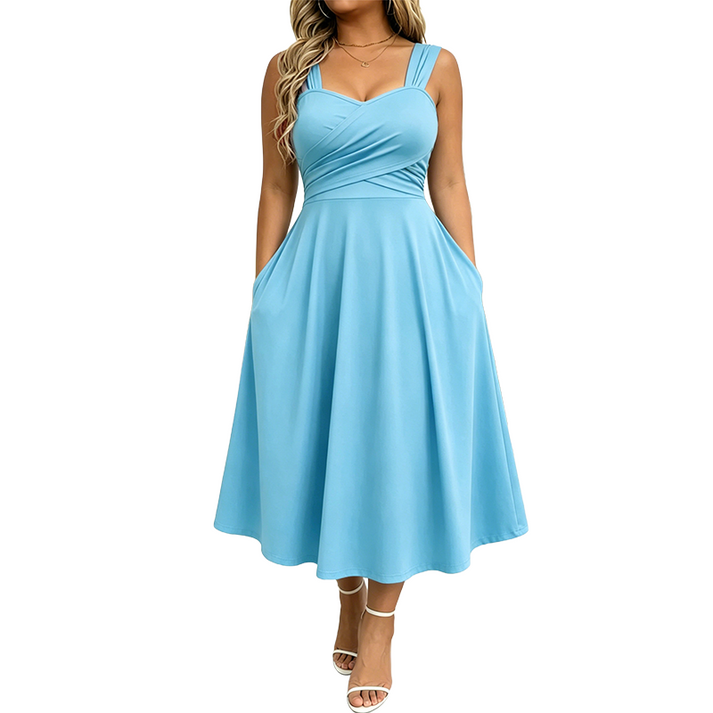 Katjaa - Rochie Elegantă Fără Mâneci, Cu Buzunare