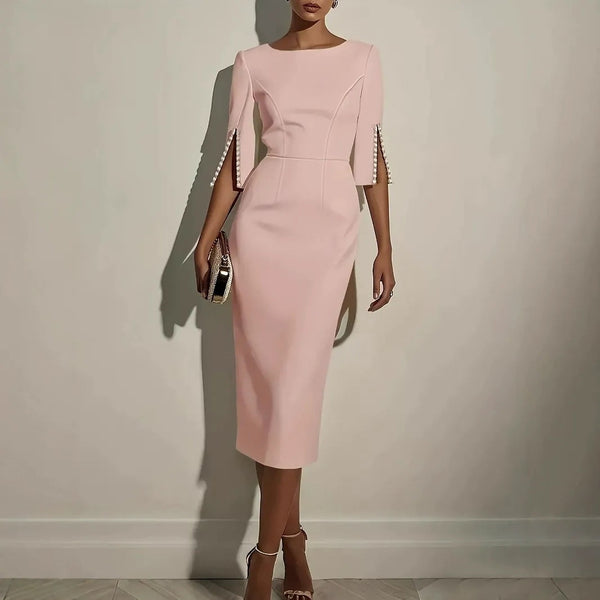 Sejina – Rochie Creion Cu Mâneci Despicate, Croială Slim Fit