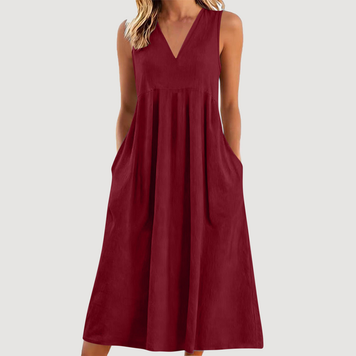 Milanie – Rochie Midi Fără Mâneci