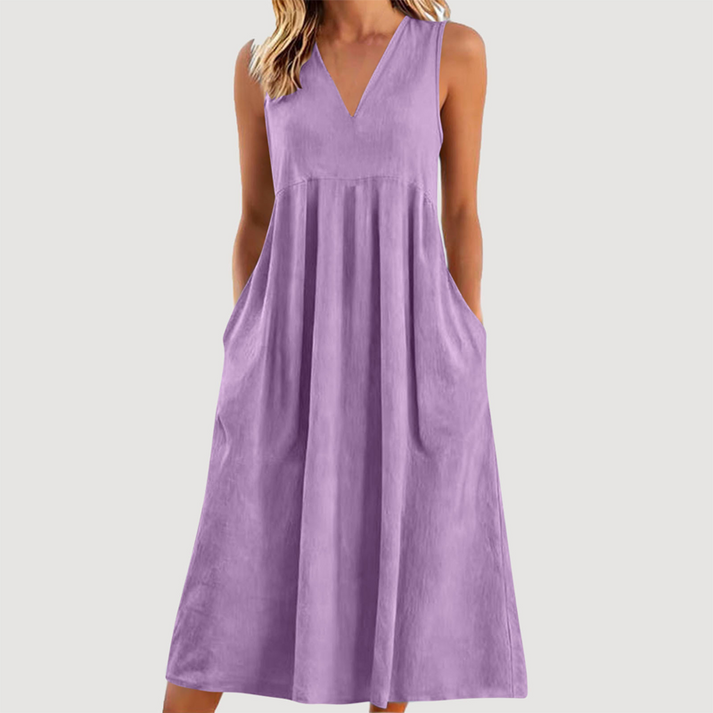 Milanie – Rochie Midi Fără Mâneci