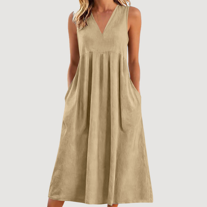 Milanie – Rochie Midi Fără Mâneci