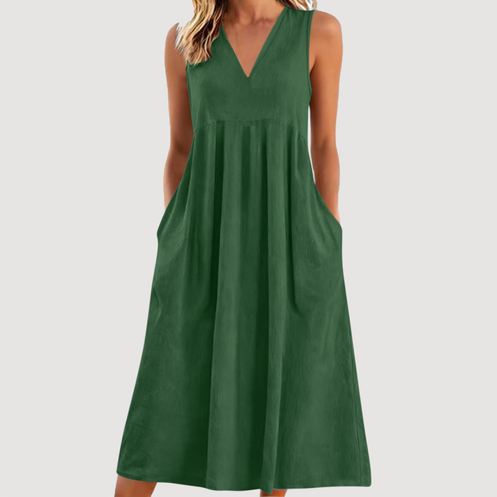 Milanie – Rochie Midi Fără Mâneci