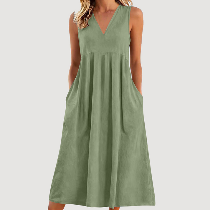 Milanie – Rochie Midi Fără Mâneci