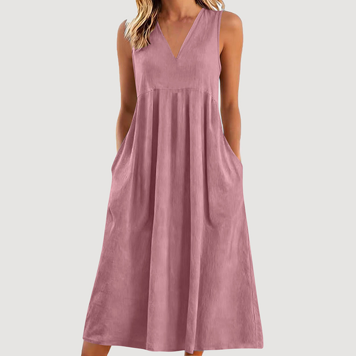 Milanie – Rochie Midi Fără Mâneci