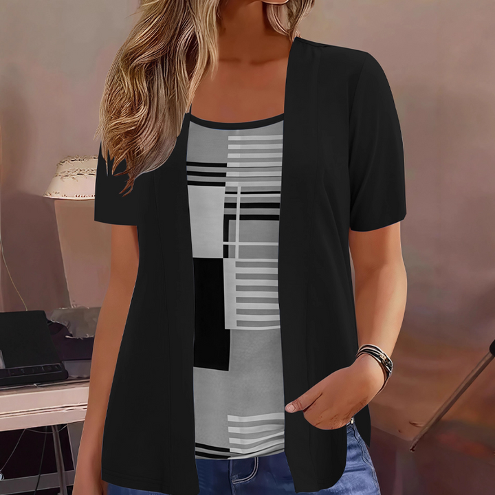 Thaminia - Tricou Cu Mâneci Scurte În Straturi Cu Imprimeu Geometric