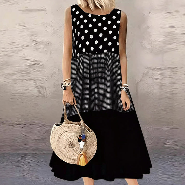 Shezina – Rochie Fără Mâneci, În Stil Patchwork