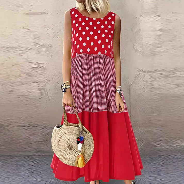 Shezina – Rochie Fără Mâneci, În Stil Patchwork
