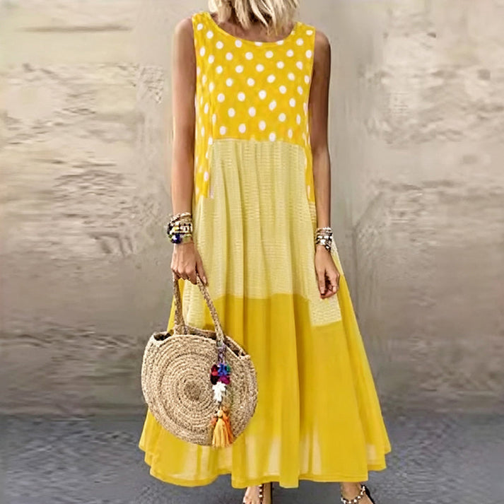Shezina – Rochie Fără Mâneci, În Stil Patchwork
