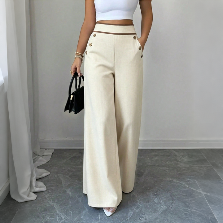 Selvie – Pantaloni cu Croi Larg și Nasturi Decorativi