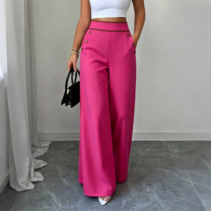 Selvie – Pantaloni cu Croi Larg și Nasturi Decorativi