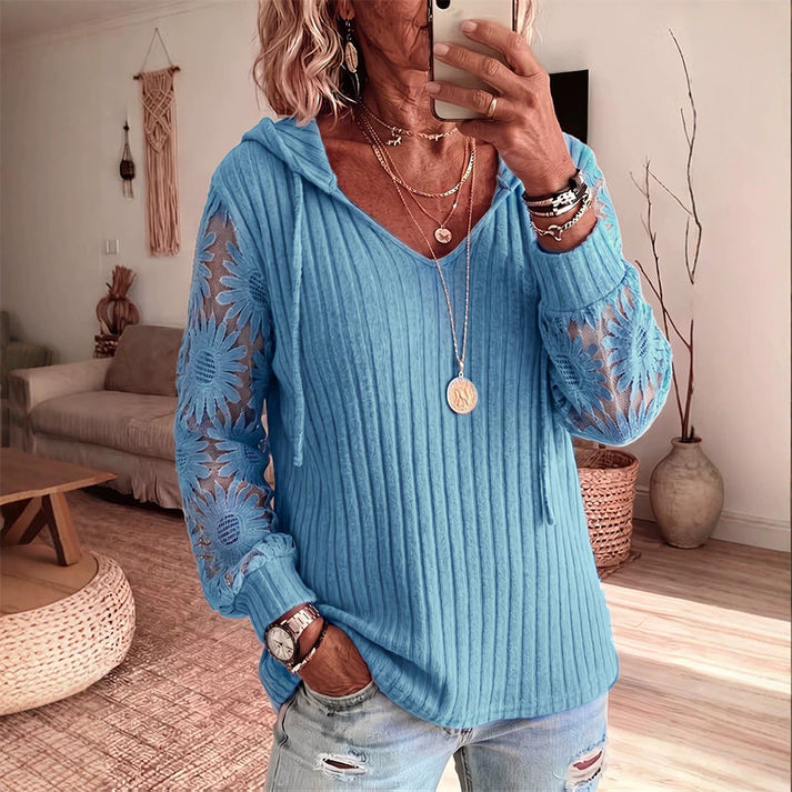 Nemila – Cardigan Elegant Cu Glugă Din Dantelă