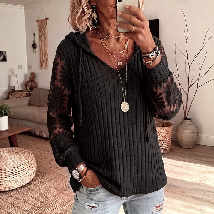 Nemila – Cardigan Elegant Cu Glugă Din Dantelă