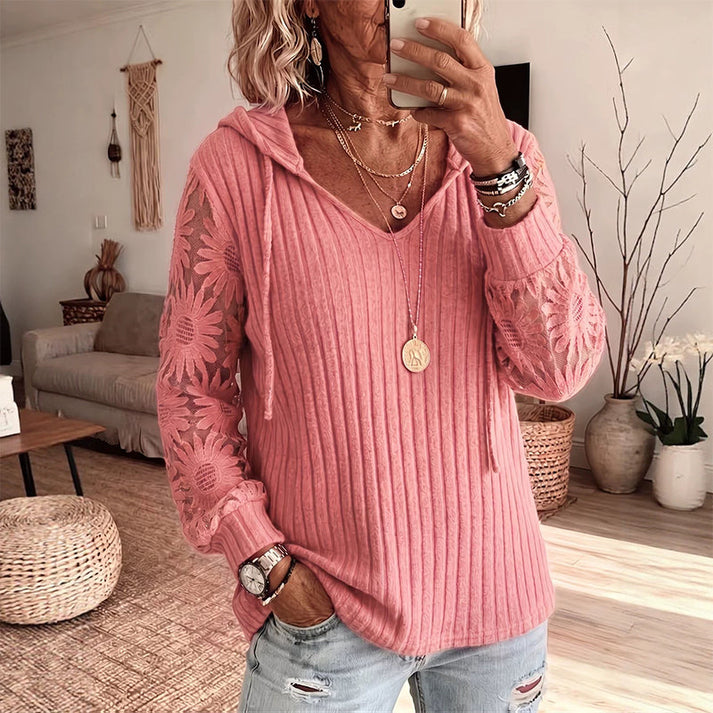 Nemila – Cardigan Elegant Cu Glugă Din Dantelă