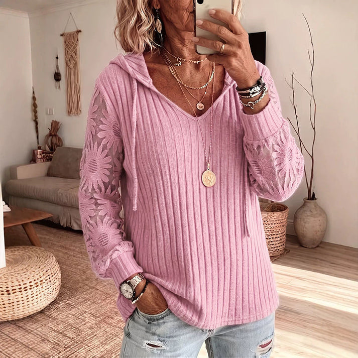 Nemila – Cardigan Elegant Cu Glugă Din Dantelă
