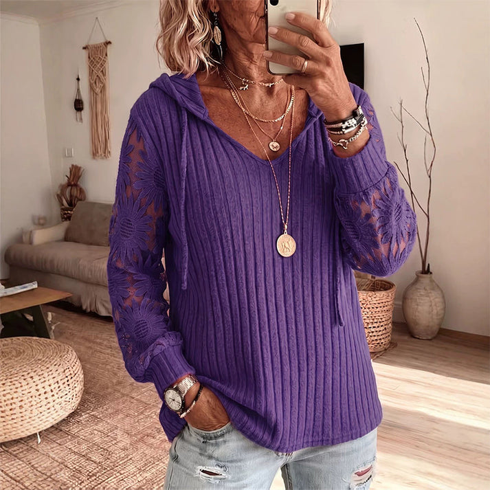 Nemila – Cardigan Elegant Cu Glugă Din Dantelă