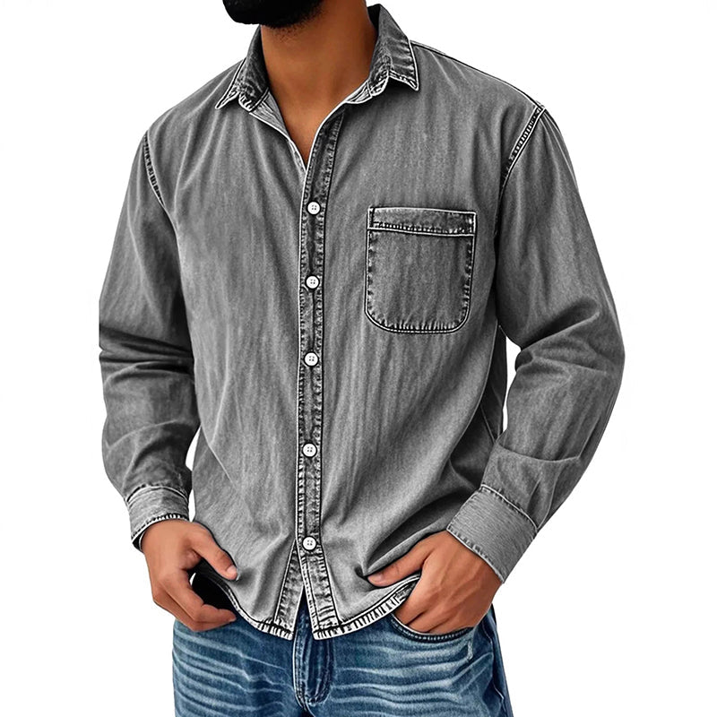 Brindan – Cămașă Din Denim cu Mâneci Lungi și Nasturi