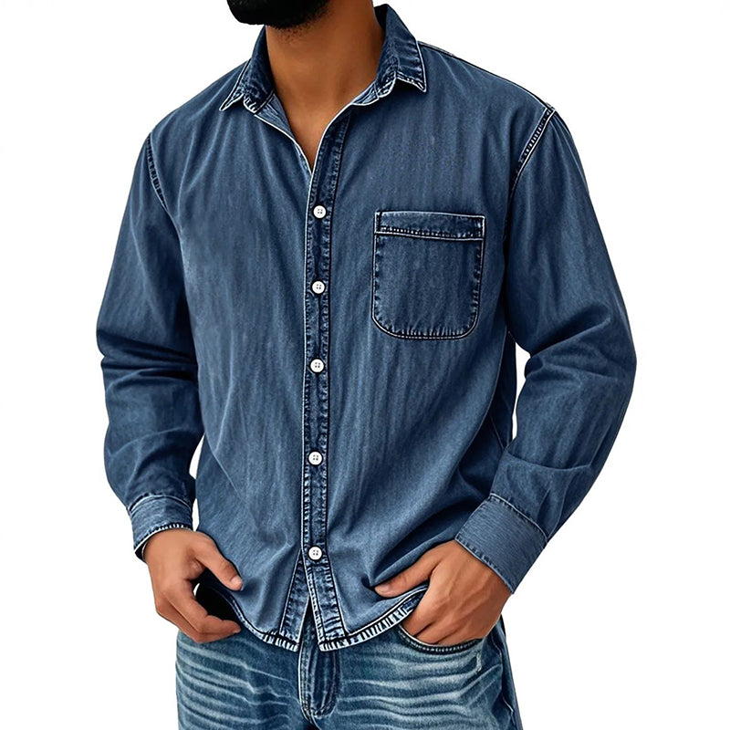 Brindan – Cămașă Din Denim cu Mâneci Lungi și Nasturi