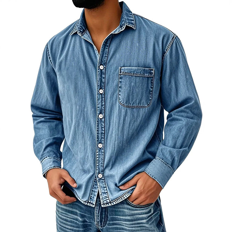 Brindan – Cămașă Din Denim cu Mâneci Lungi și Nasturi