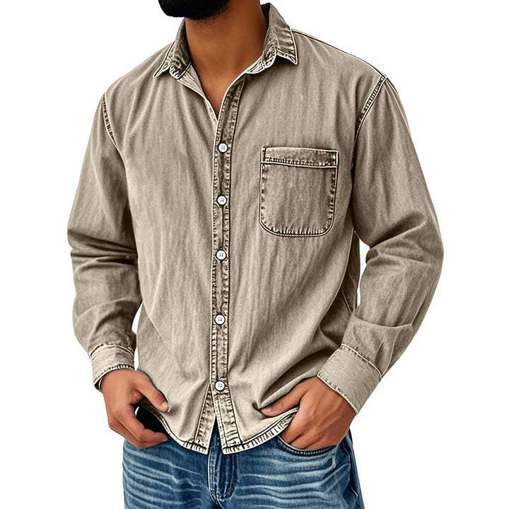 Brindan – Cămașă Din Denim cu Mâneci Lungi și Nasturi