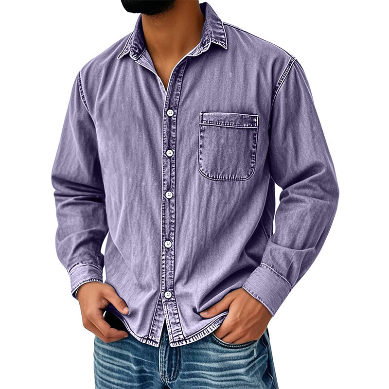 Brindan – Cămașă Din Denim cu Mâneci Lungi și Nasturi