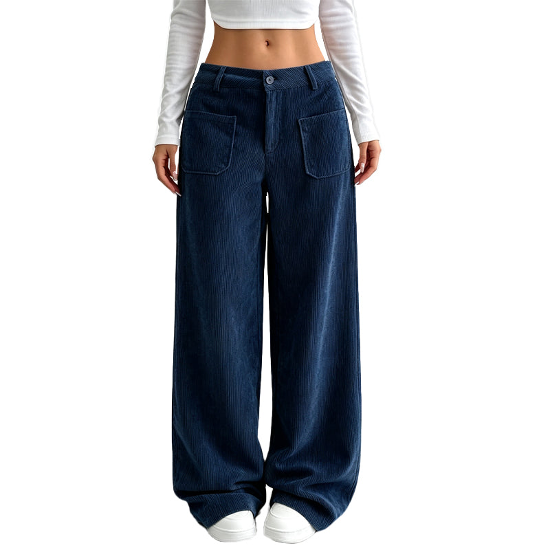 Jina – Pantaloni cu croi larg și buzunare în față