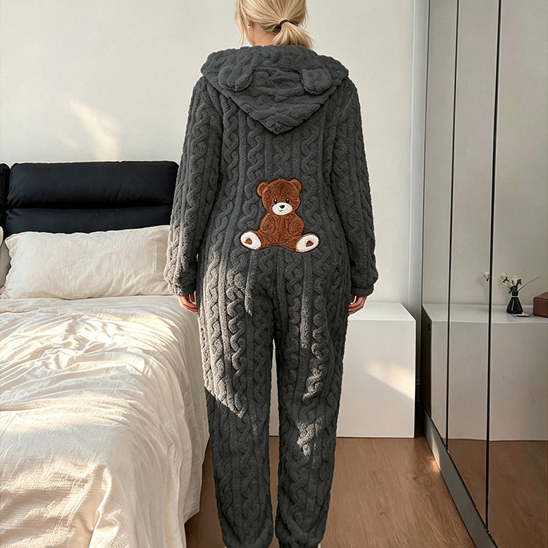 Selia - Salopetă Cu Glugă, Tricotată În Stil „Cable Knit”, Care Oferă Căldură