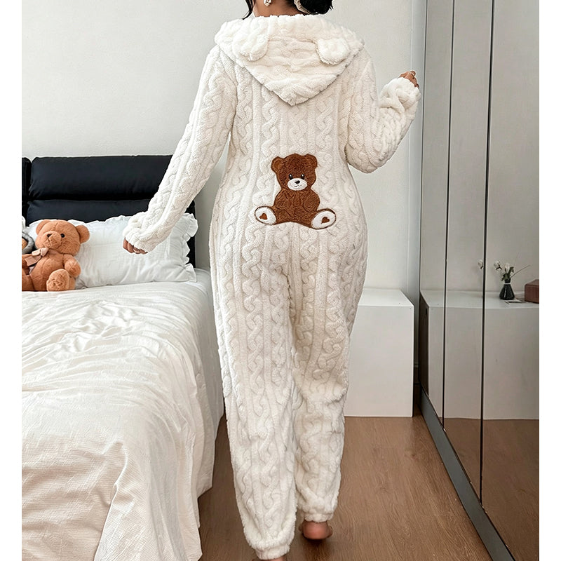 Selia - Salopetă Cu Glugă, Tricotată În Stil „Cable Knit”, Care Oferă Căldură