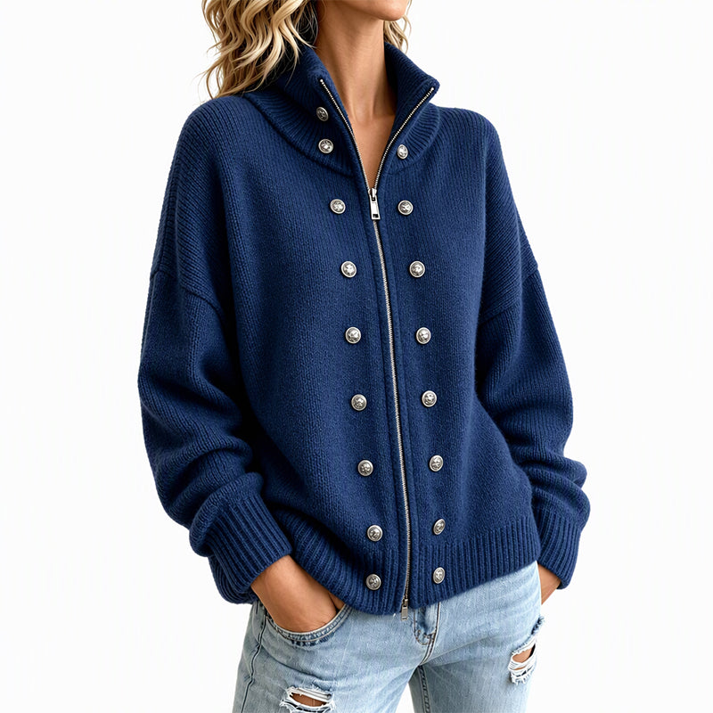 Ezgia – Cardigan Tricotat Cu Nasture Decorativ